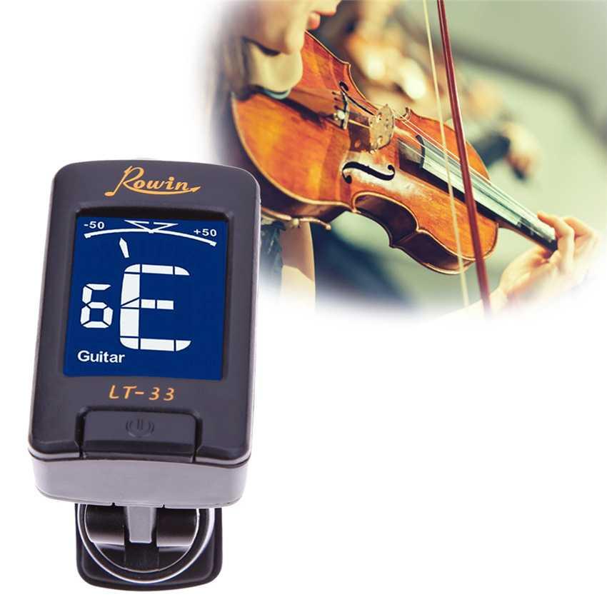 Rowin Tuner Guitar Clip-On LT-33 LCD Penyetam Gitar Bass Violin Ukulele 360 Degree Klip LCD Screen Display Akustik Acoustik Pengaturan Nada Akurat Profesional Stem Alat Musik Music Instrument Accessories s9632 - Black