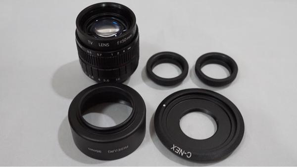 Lensa Fujian 50mm f1.4 CCTV - adapter - 2X Ring - Hood