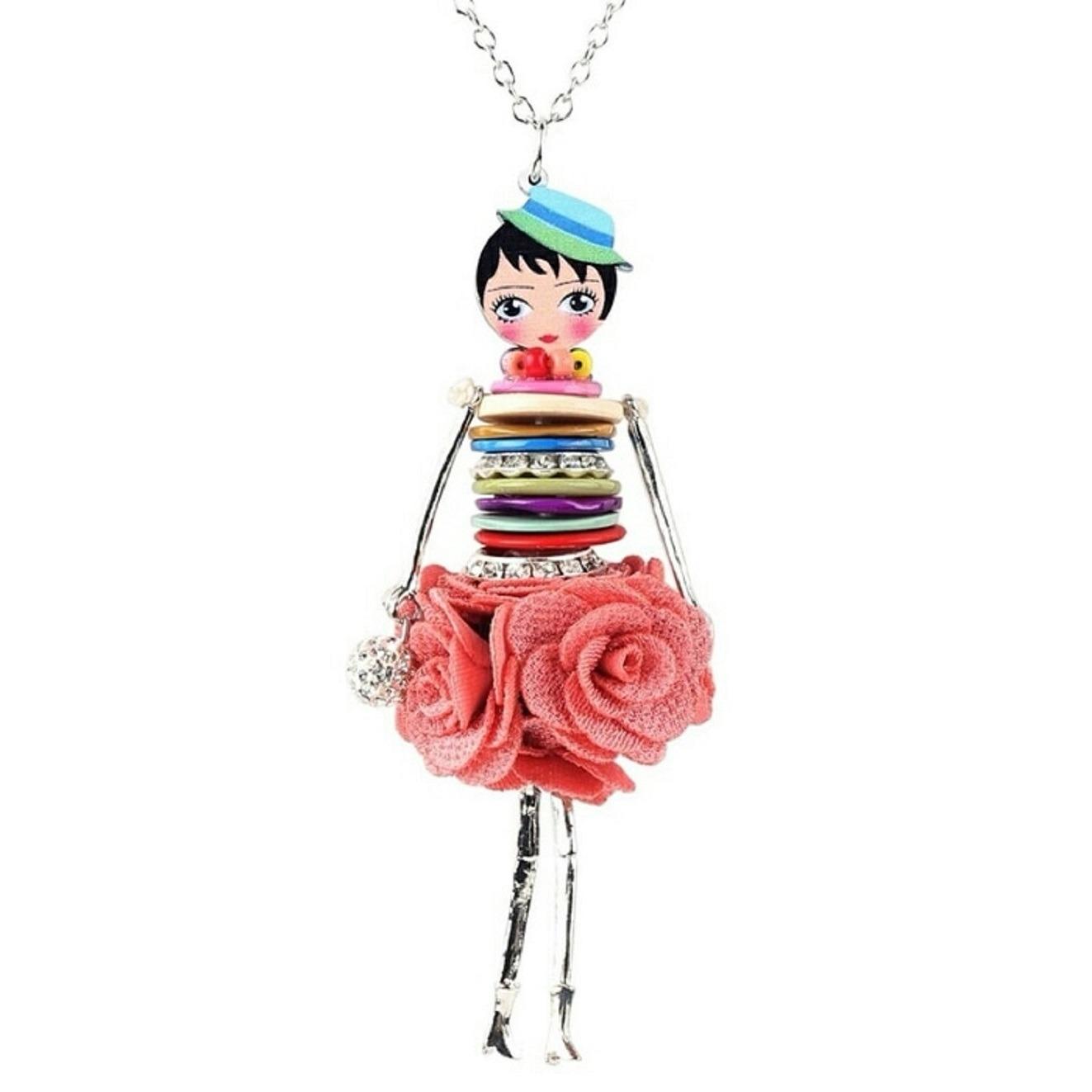 Milea boneka mawar kalung choker wanita aksesoris hijab Pw53