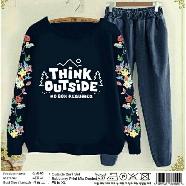 J&C Setelan Think / Setelan Kaos Wanita / Baju Santai / Setelan Wanita / Kaos Cewek / Celana Panjang Wanita/ Kaos Panjang Wanita / Celana Joger Wanita / Setelan Celana Jogger
