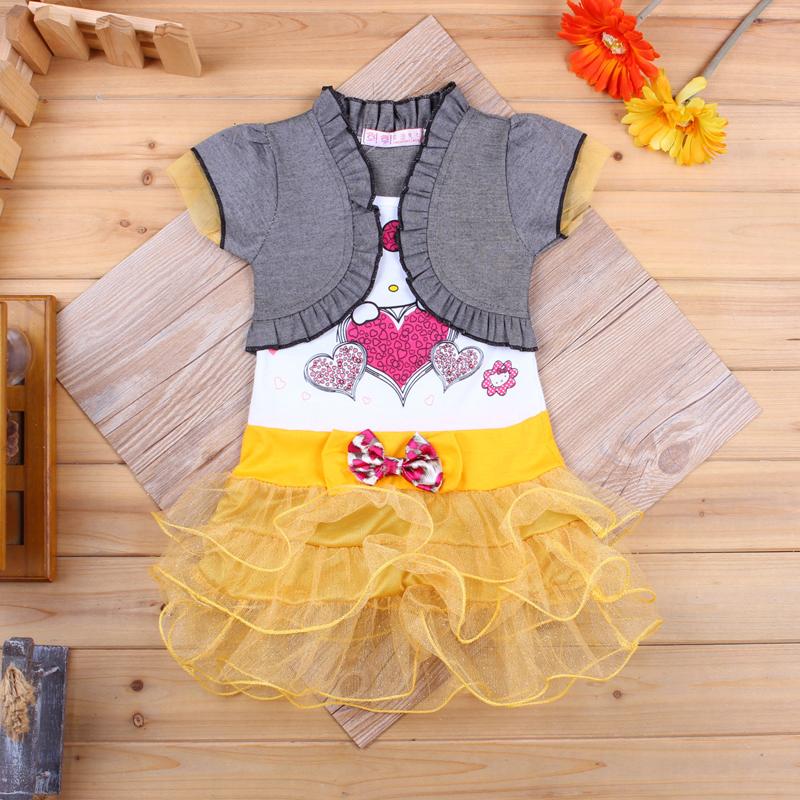 Hello Kitty P29 Anak Perempuan Children Yang Tidak Kenal Dua Potongan Gaun (Kuning X06D-HS-8124)