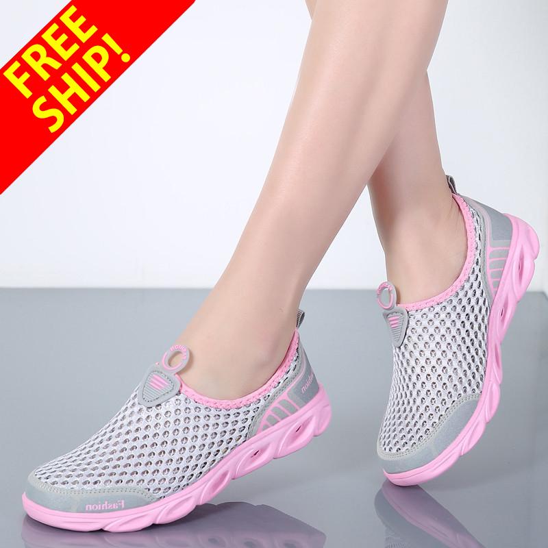 QINGSHUI Super Comfortable Women Summer Casual Shoes Woman Slip-On Platform Flats Breathable Shoes- intl