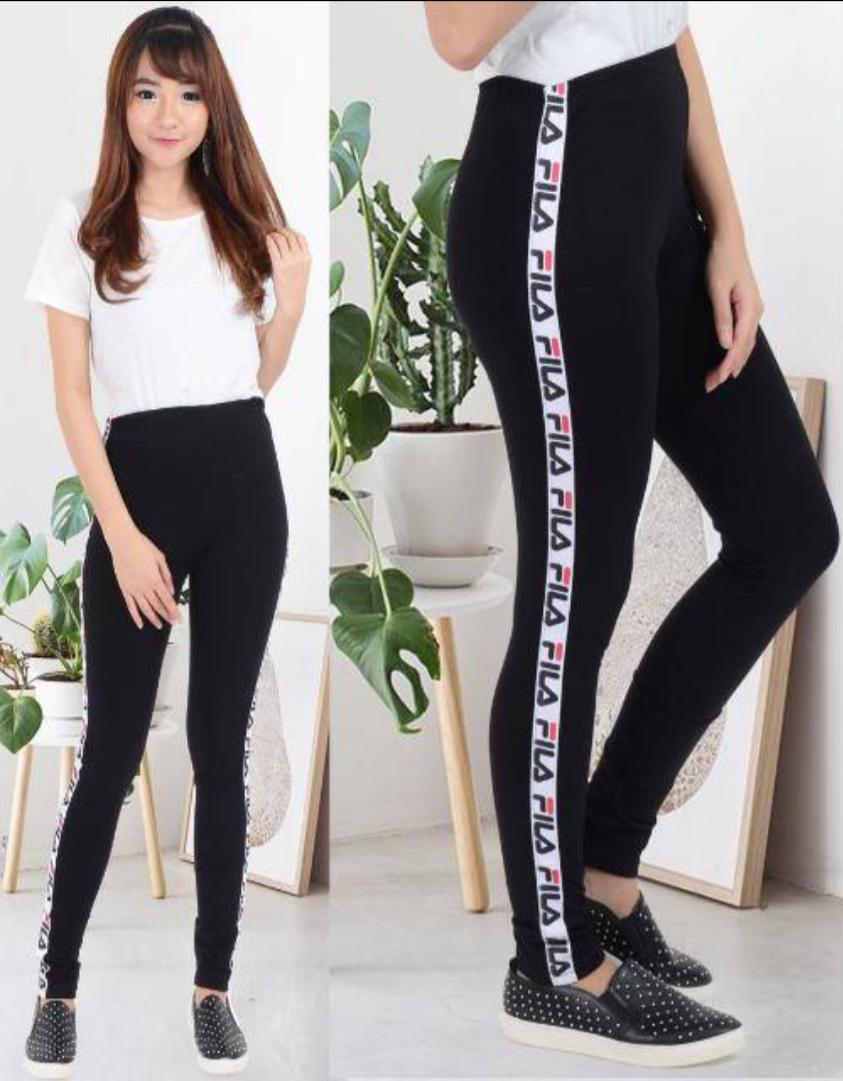 Celana Legging/Celana Panjang Wanita Joger OFF WHITE List Kuning Wanita /Fashion Lagging 