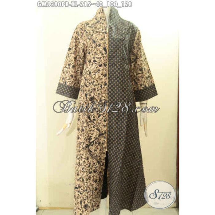 Gamis Batik Wanita Dewasa Model Resleting Depan Size XL GM8380P