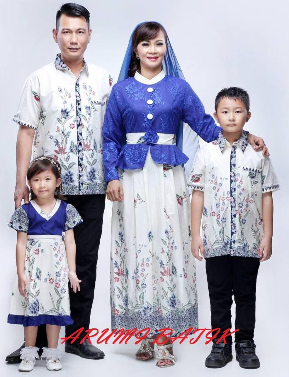 Murah Gamis Baju Muslim Long Maxi Dress Batik 1493 Biru Jumbo