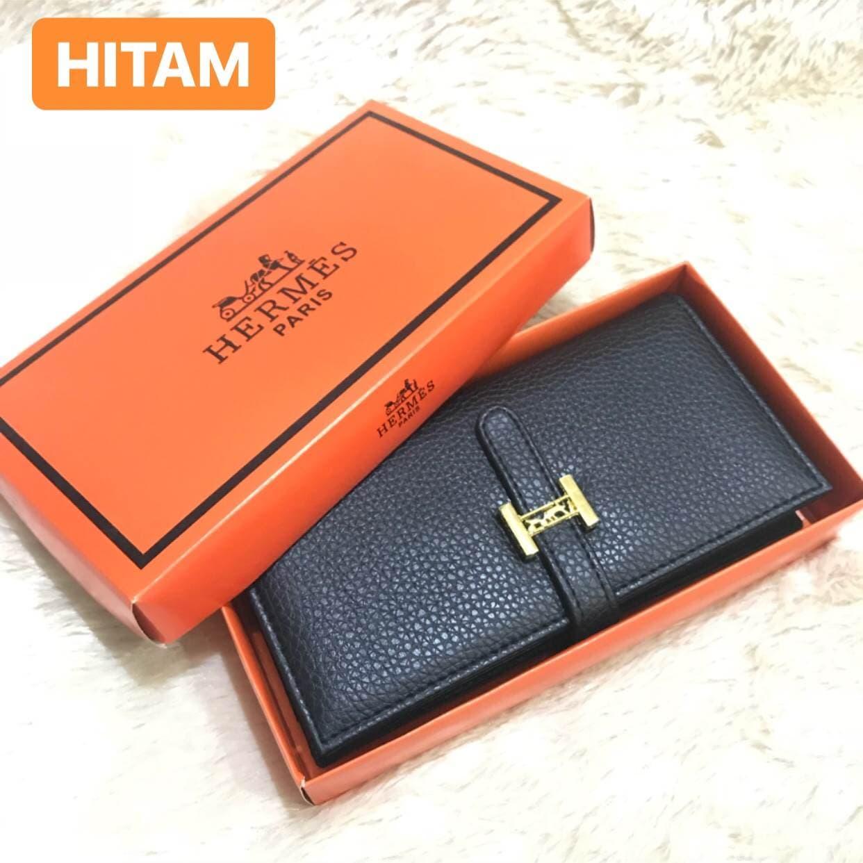 BEST SELLER supplier dompet wanita cewek branded batam murah import HERMES WALLET - Hitam