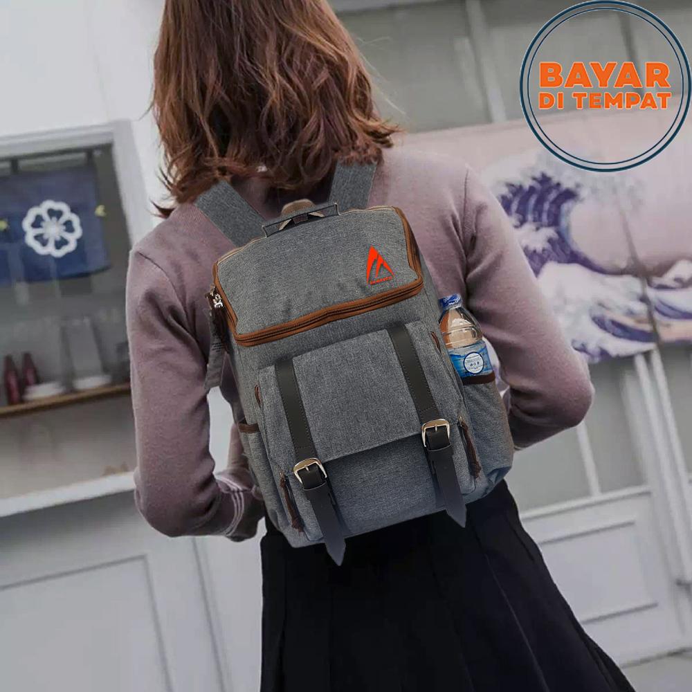 Tas Ransel Pria Tas Wanita Tas Ransel Korea Tas Punggung Tas Laptop Tas Kerja Tas Kuliah 7888 Korean Design - Grey