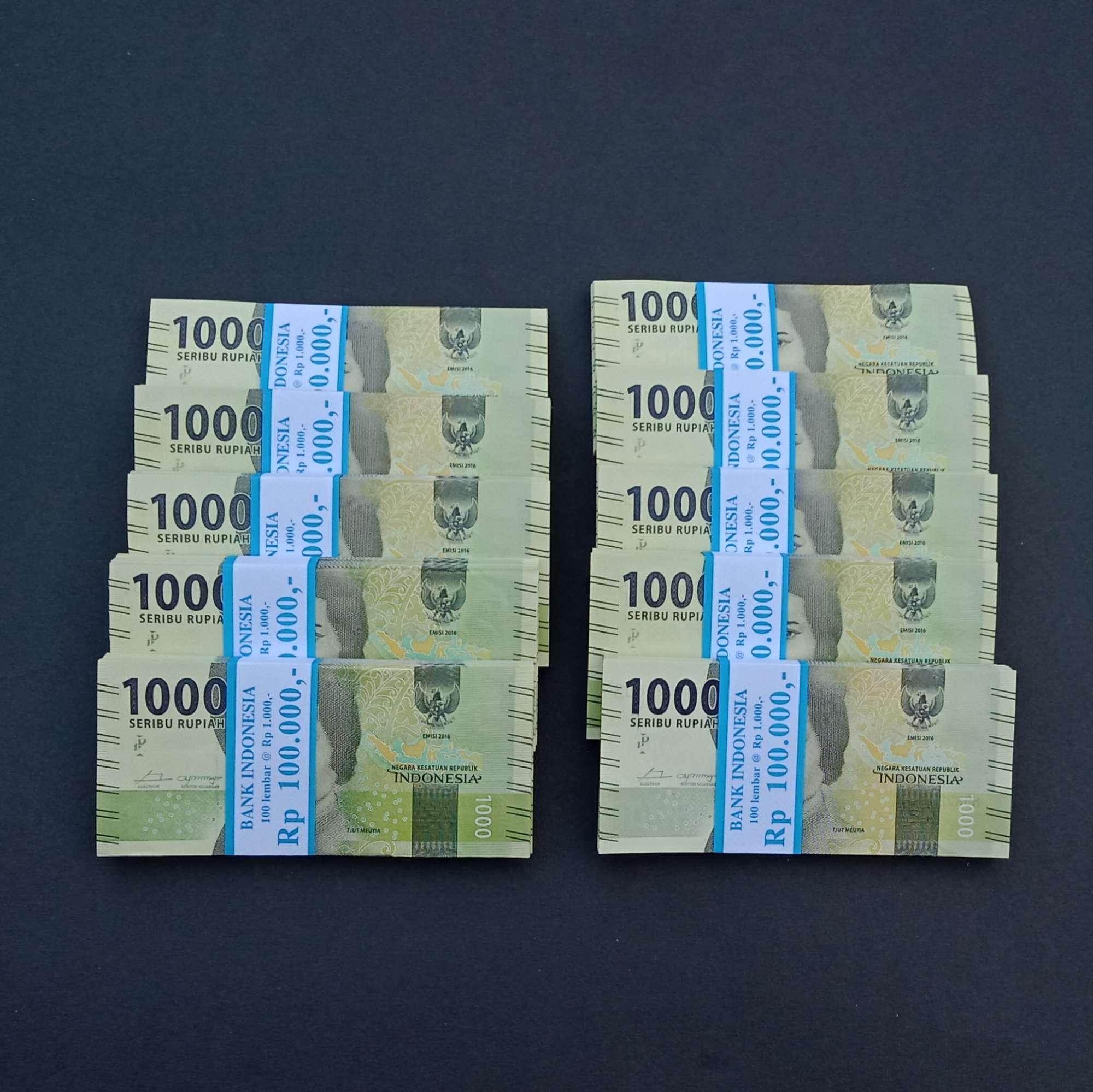 Uang 1000 rupiah cut meutia 1 bendel kondisi bagus