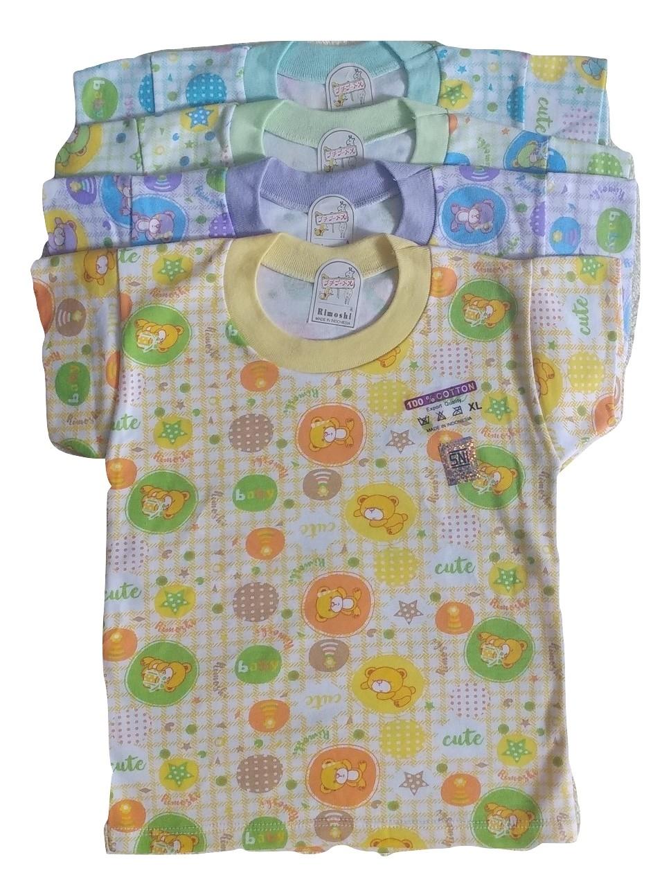 Jelova Angela 4pcs Baju Oblong Baju Pendek Baby Bayi Little Rimoshi SNI STANDART 0-6 Months - BOY MixColour