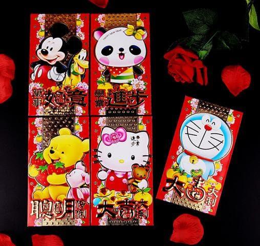 Angpao Besar Tulisan Emas Timbul Motif Kartun (Isi 6)
