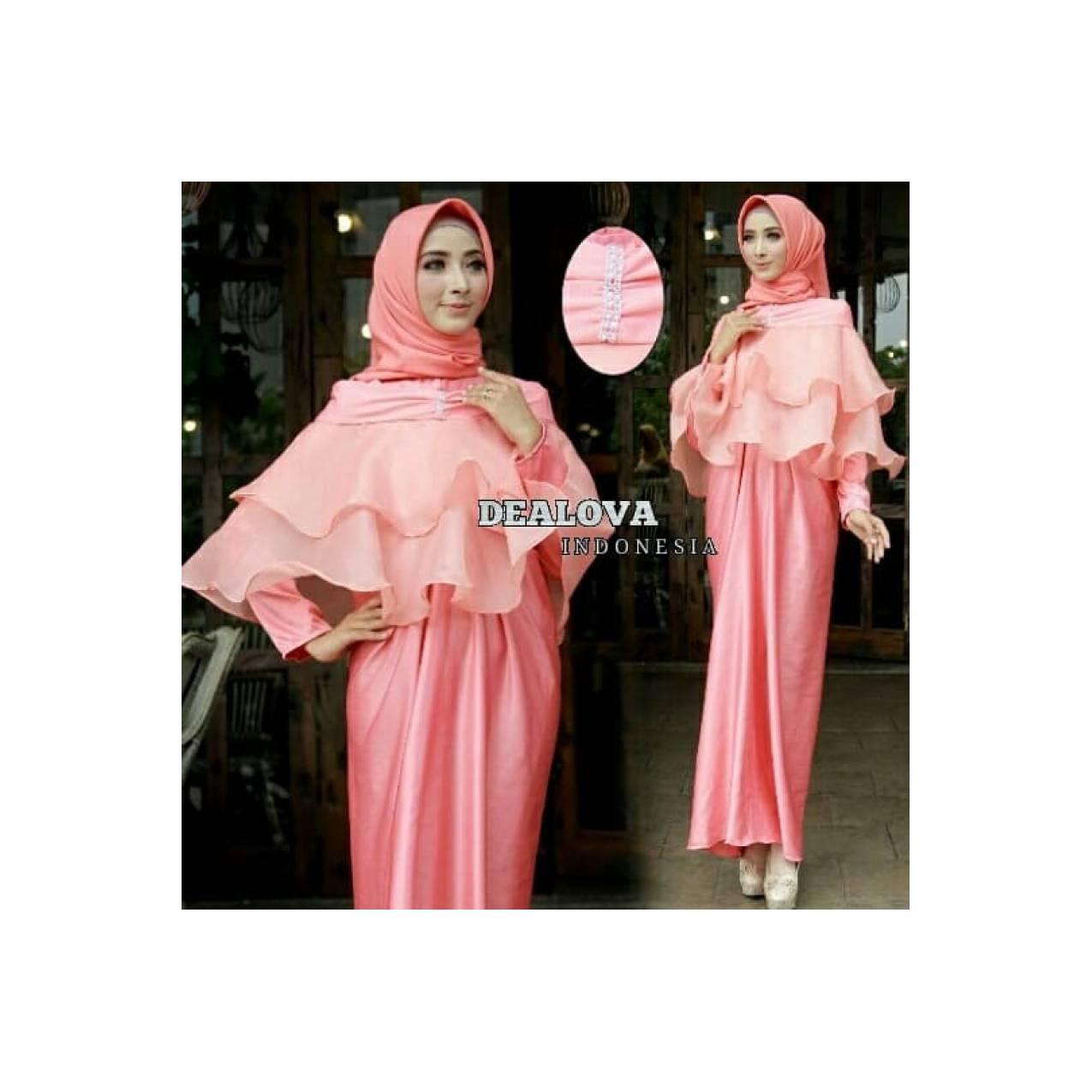 BAJU GAMIS PESTA GAUN PESTA MALAM KAFTAN REMAJA WISUDA AINA PEACH