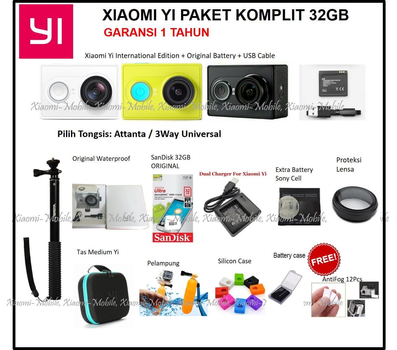 Xiaomi Yi Action Camera Paket Komplit