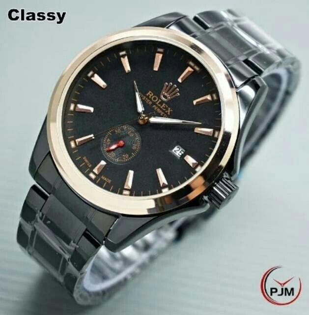 jam tangan rolex otomatis tali rante faahion pria