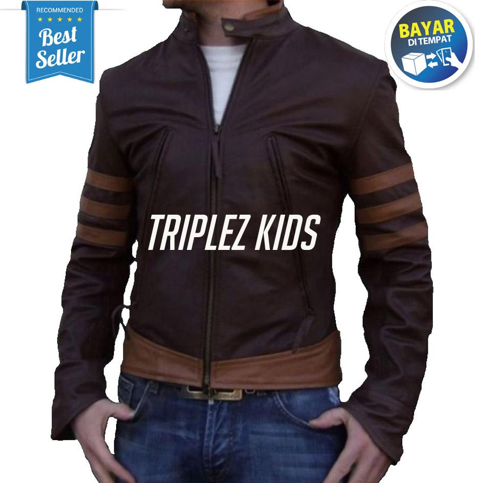 Zens Jaket Kulit Wolverine Best Seller - Coklat/ Jaket Wolverine/ Jaket X-Men Wolverine/ Jaket Pria Semi Kulit Wolverine Premium - Coklat