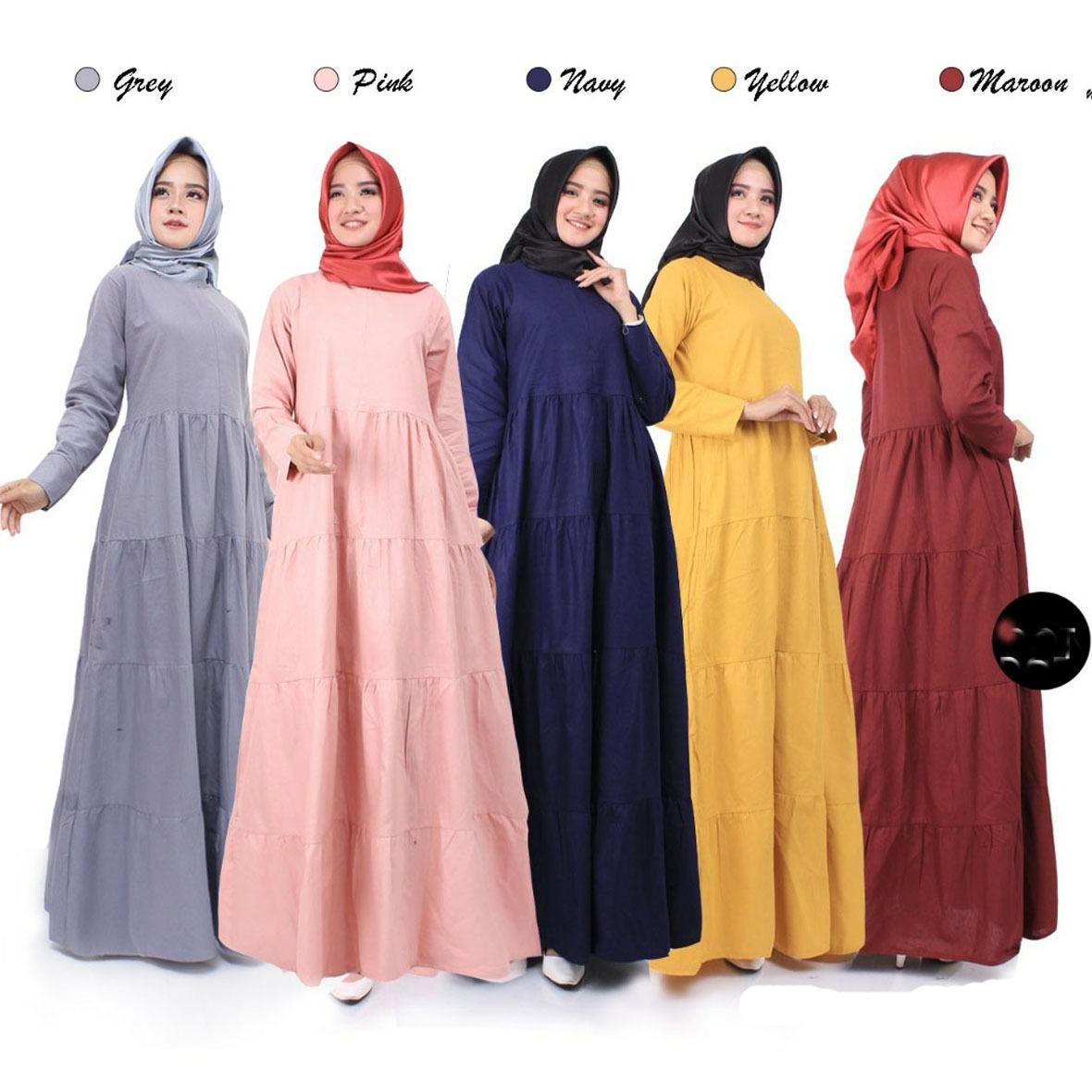 CIPITIHOLIC Baju Gamis Tanpa Hijab Linen Ramy G236 - Ada Sleting Depan Untuk Busui