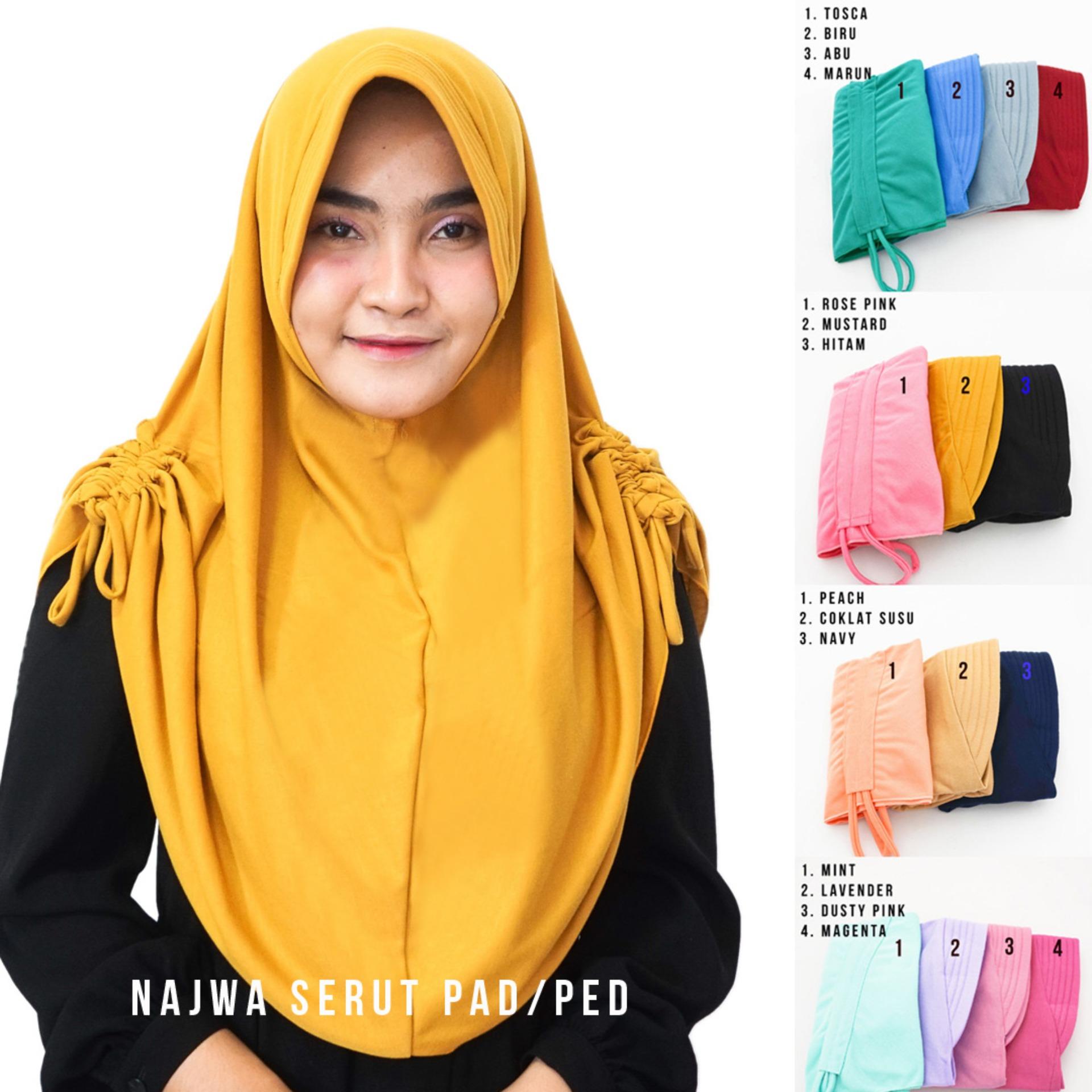 The cheapest price Jilbab hijab serut polos lycra jokowi Rp14 500 Hijab Najwa PAD PED Serut Jilbab Instan Kerudung Khimar Instan