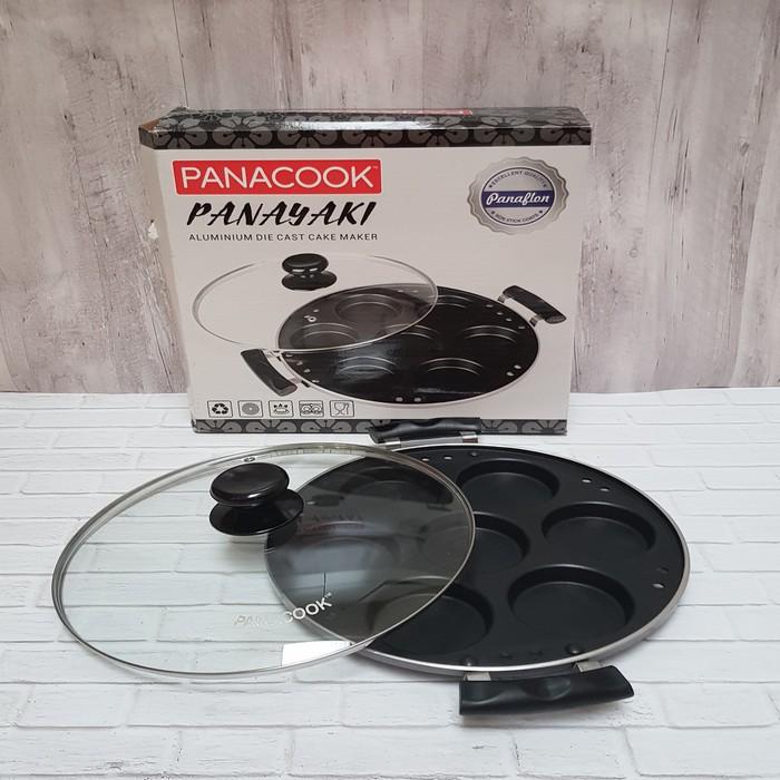 Kidstafun - PANACOOK PANAYAKI CETAKAN KUE LUMPUR LUBANG 7 TEFLON MANUAL TUTUP KACA - Multicolor