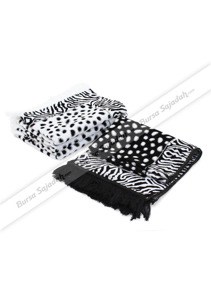 Sajadah Tebal Motif Macan Tutul Warna Hitam Putih Premium Leopard