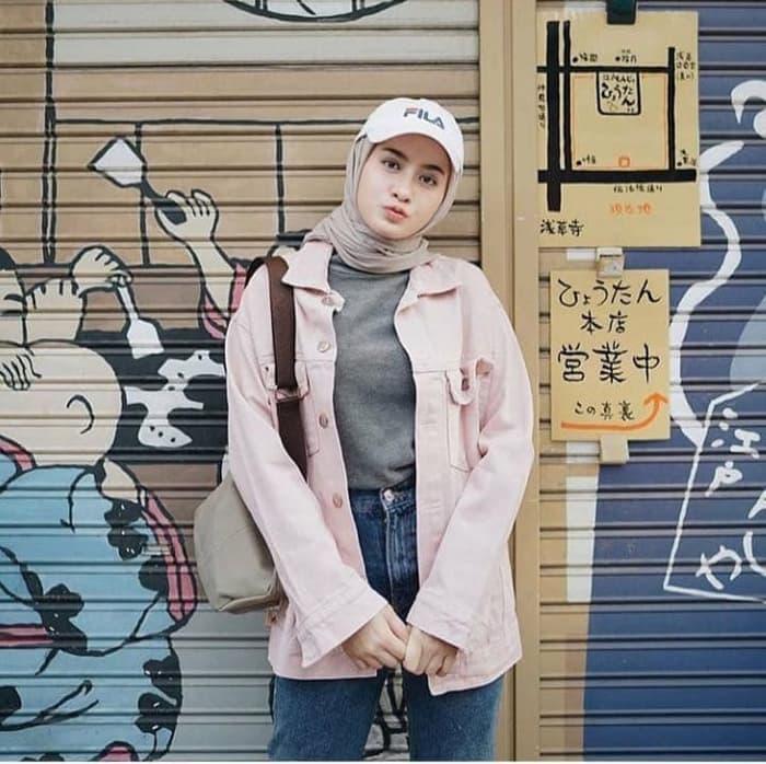 TERLARIS Oversized Jacket Jeans Denim ZARA Jaket Pink Bio Blitz Tebal Import