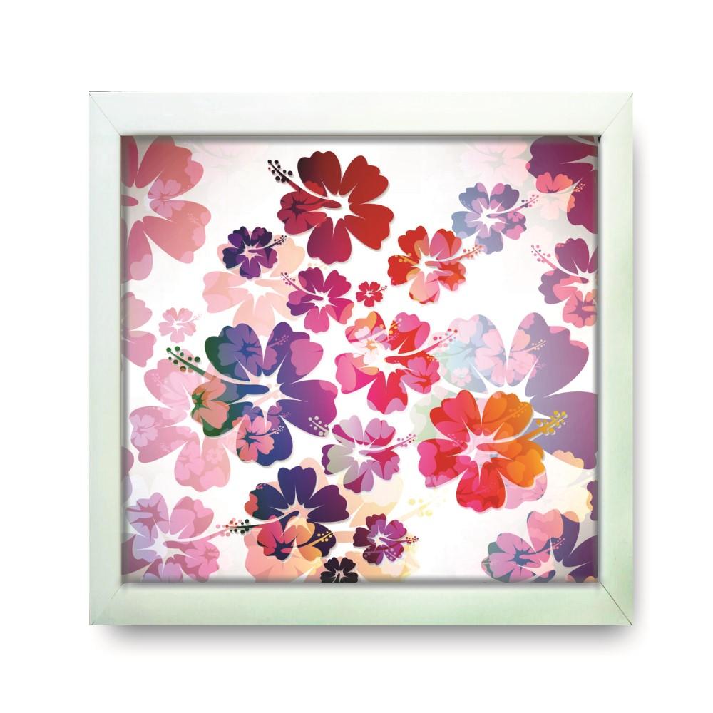 Hiasan Dinding Tema Tropical Flower Wall Décor Café Kamar Ruang Tamu Modern Motif Kumpulan Bunga Sepatu Dan Bayangan Uk 20x20 Cm Fit