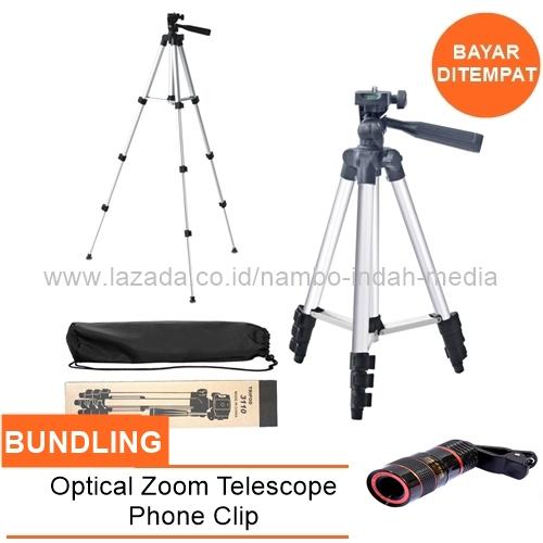 Universal Tripod WT-3110A - Tripod Untuk Hp dan Kamera Universal + Free Holder U dan Tas Tripod + Free Lensa Super Wide 0.4X
