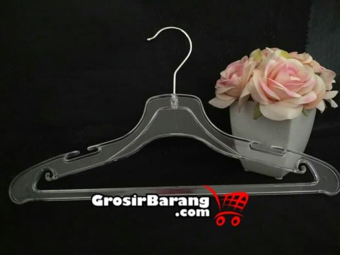 Hanger bening gantungan baju 30 cm tempat pakaian toko grosir murah harga murah meriah terjangkau ualtas bagus dan dibuat dr bahan pilihan terjamin kualitasnya