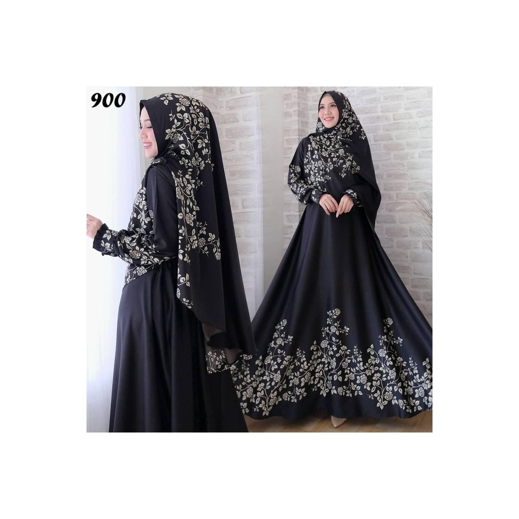 HITAM GAMIS SYARI MUSLIMAH MAXMARA BUNGA KECIL 900