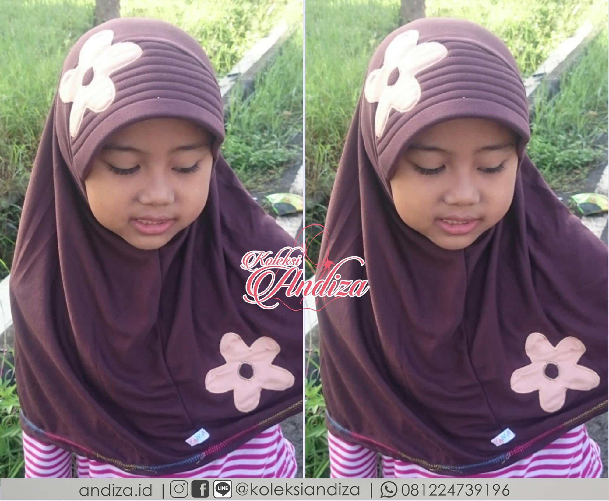 ANDIZA - JILBAB ANAK MOTIF BUNGA - KERUDUNG INSTANT - DAILY HIJAB KIDS SYLVIA - UNTUK SEHARI HARI - PENGAJIAN SEKOLAH