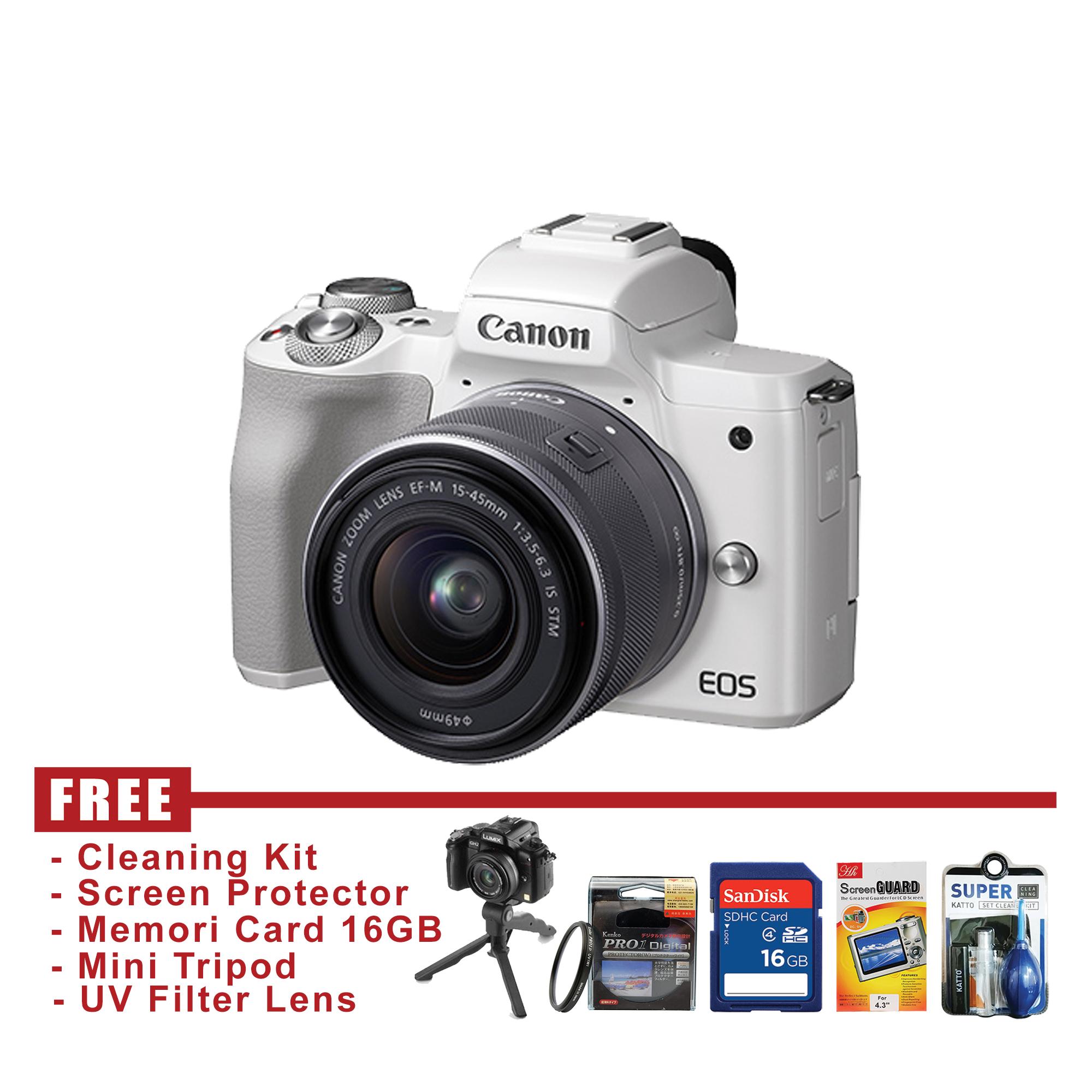 Canon EOS M50 Kit 15-45mm - Putih - FREE Accessories