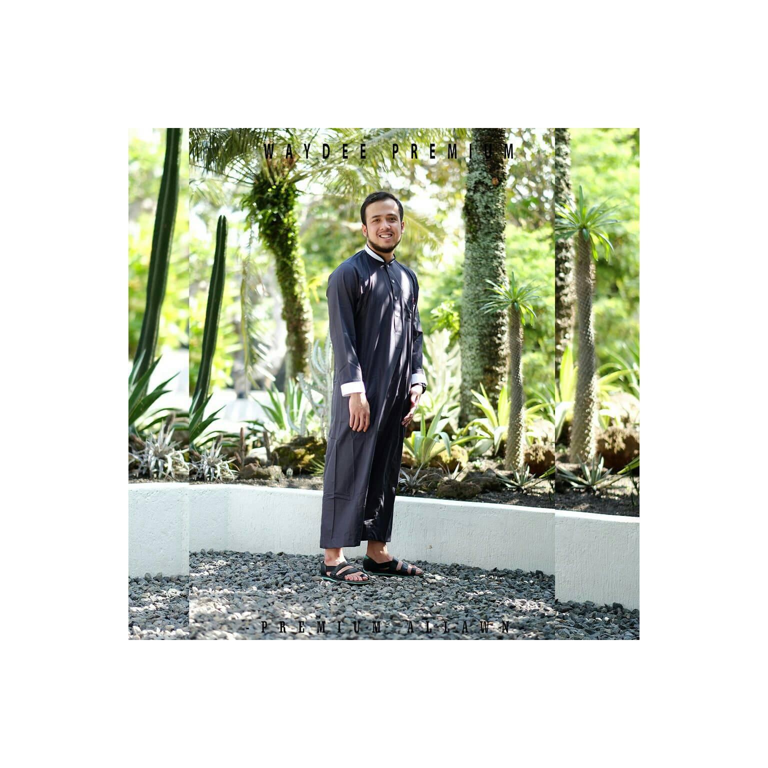 BAJU MUSLIM KOKO GAMIS ARAB JUBAH PRIA WAYDEE PREMIUM ALLAWN HITAM