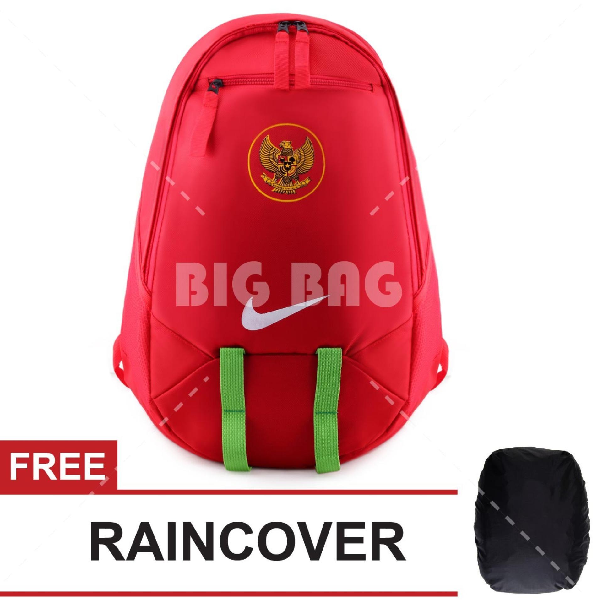 Tas Ransel Nike Bola Pria Garuda Indonesia Laptop Backpack Men Soccer Editions - Red + FREE Raincover