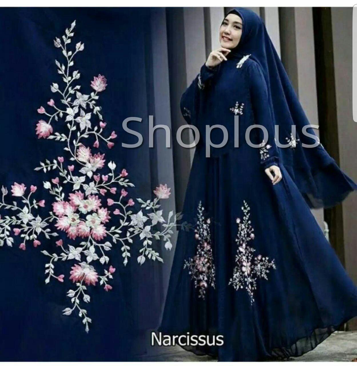 Shoplous Baju Gamis Maxi Dress Muslim Wanita Narcissus Syari ( Dapat Jilbab ) / Dress Muslim / Gamis Wanita / Baju Muslim / Hijab Muslim / Fashion Muslim / Syar'i Muslim / Maxi Dress Lengan Panjang / Gamis Modern