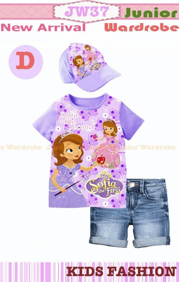 (2-7 tahun) Setelan Anak 3in1 set Topi Junior Wardrobe JW 37D Sofia TIPE TBM-0001