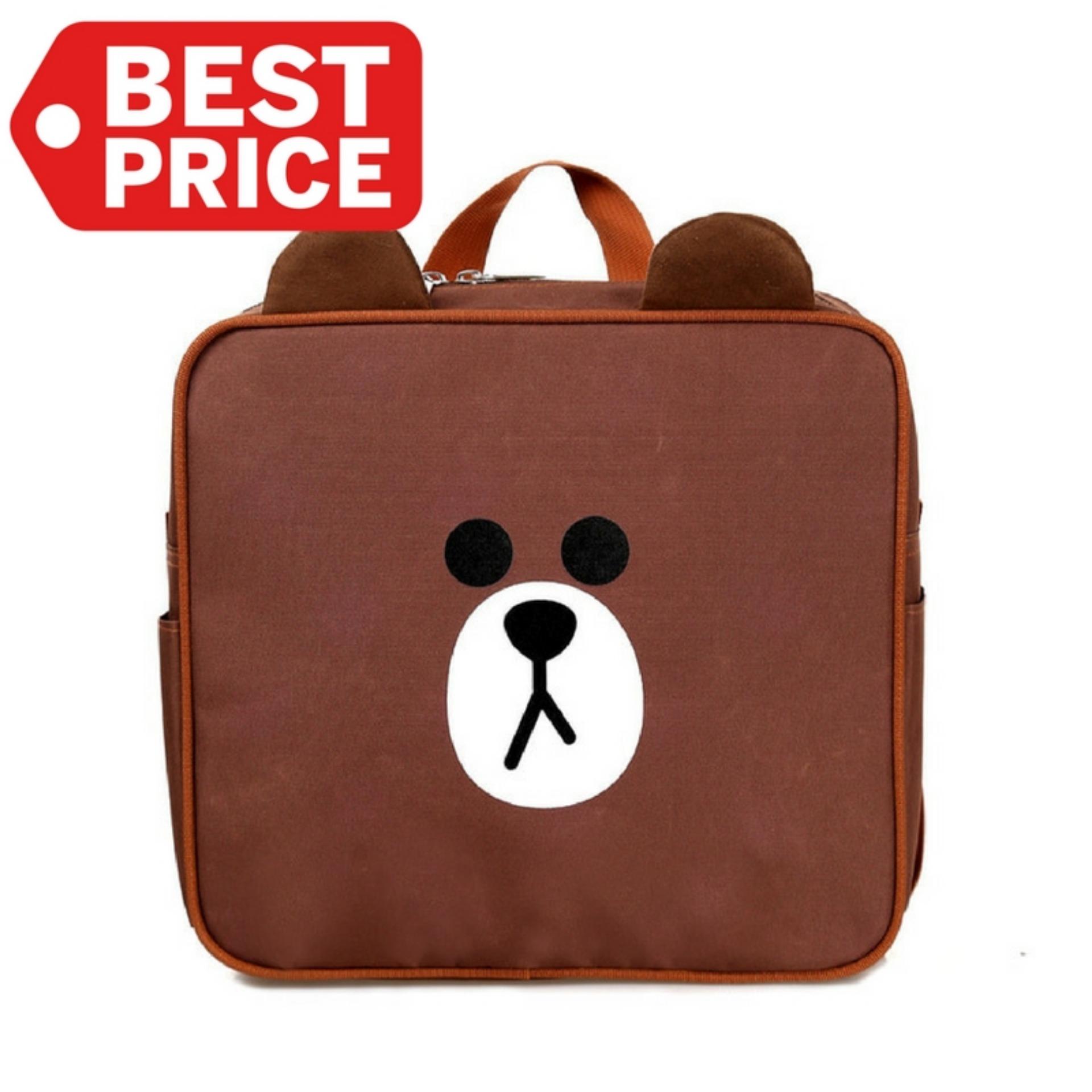 TOKO INDONESIA Best 28cm 05 11 18 TOKO49 Tas Sekolah Anak Motif Karakter LINE BROWN Beruang