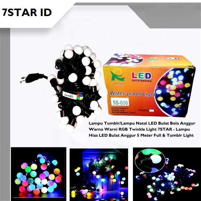 Lampu Tumblr/Lampu Natal LED Bulat Bola Anggur Warna Warni RGB Twinkle Light 7STAR - Lampu Hias LED Bulat Anggur 5 Meter Full & Tumblr Light