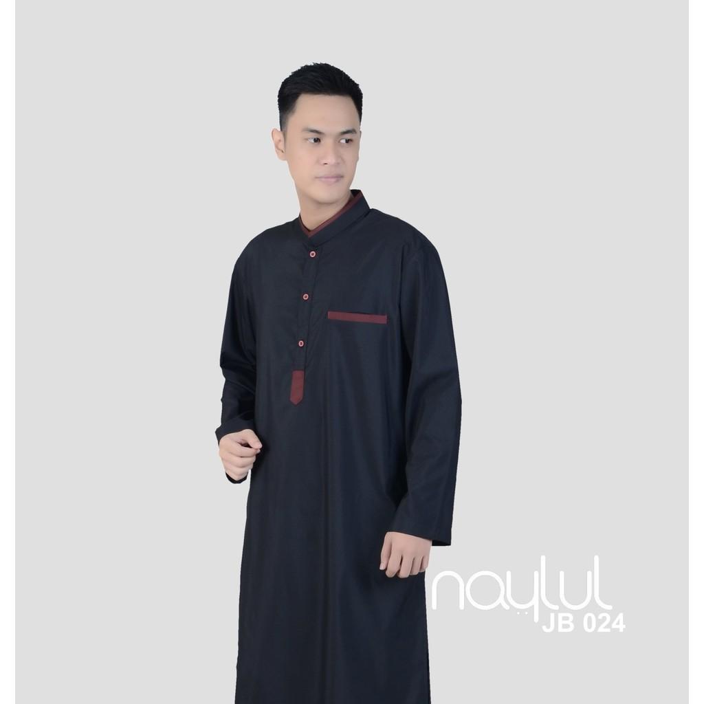Gamis Jubah Pria /Baju Koko Pria / Gamis Pria Naylul Hitam Bahan Spun Poly ()
