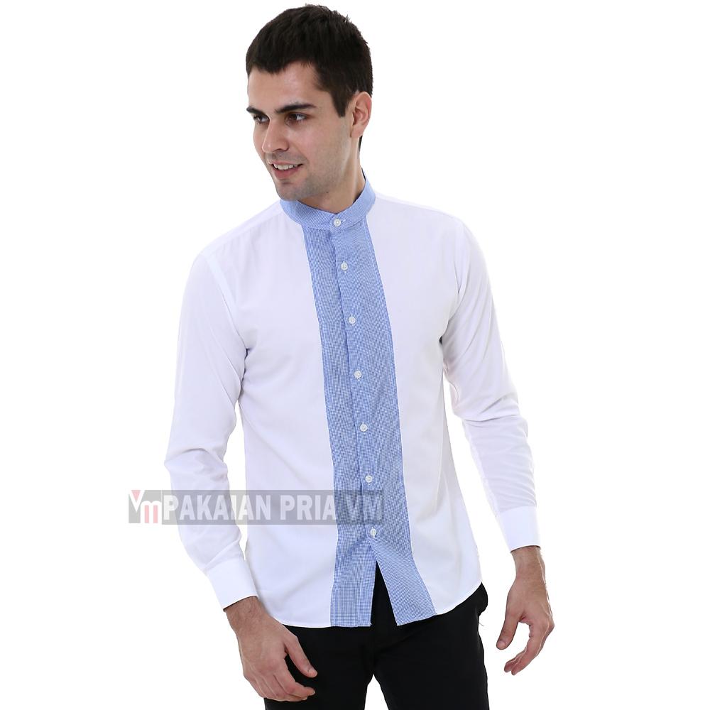 VM Kemeja Kerah Shanghai Muslim Slimfit putih panjang