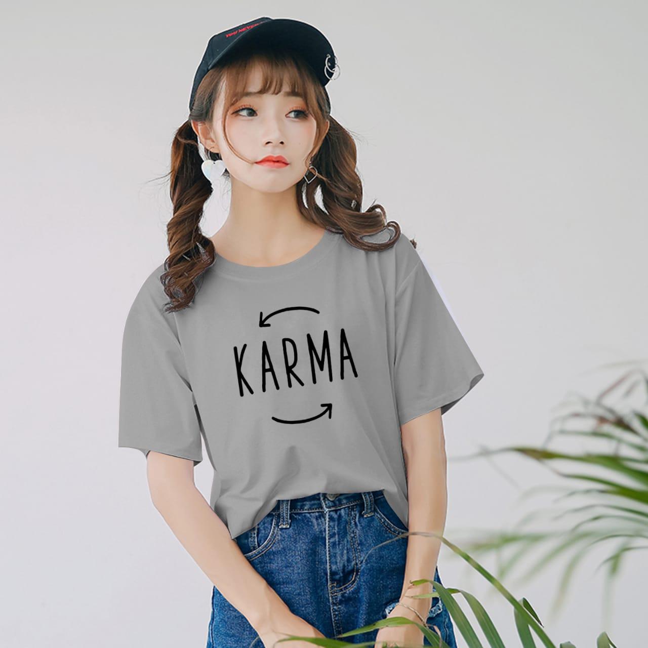 XV Kaos Wanita tee KARMA / T-shirt Distro Wanita / Baju Atasan Kaos Cewek / Tumblr Tee Cewek / Kaos Wanita Murah / Baju Wanita Murah / Kaos Lengan Pendek / Kaos Oblong / Kaos Tulisan