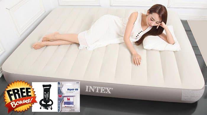 Kasur Angin HIGH QUALITY - INTEX DURA BEAM DOUBLE+POMPA.(137x191x25cm) ||| kasur busa lipat bayi angin lantai springbed inoac mobil busa murah kelambu karakter tempat tidur bayi anak tingkat single dewasa kayu susun