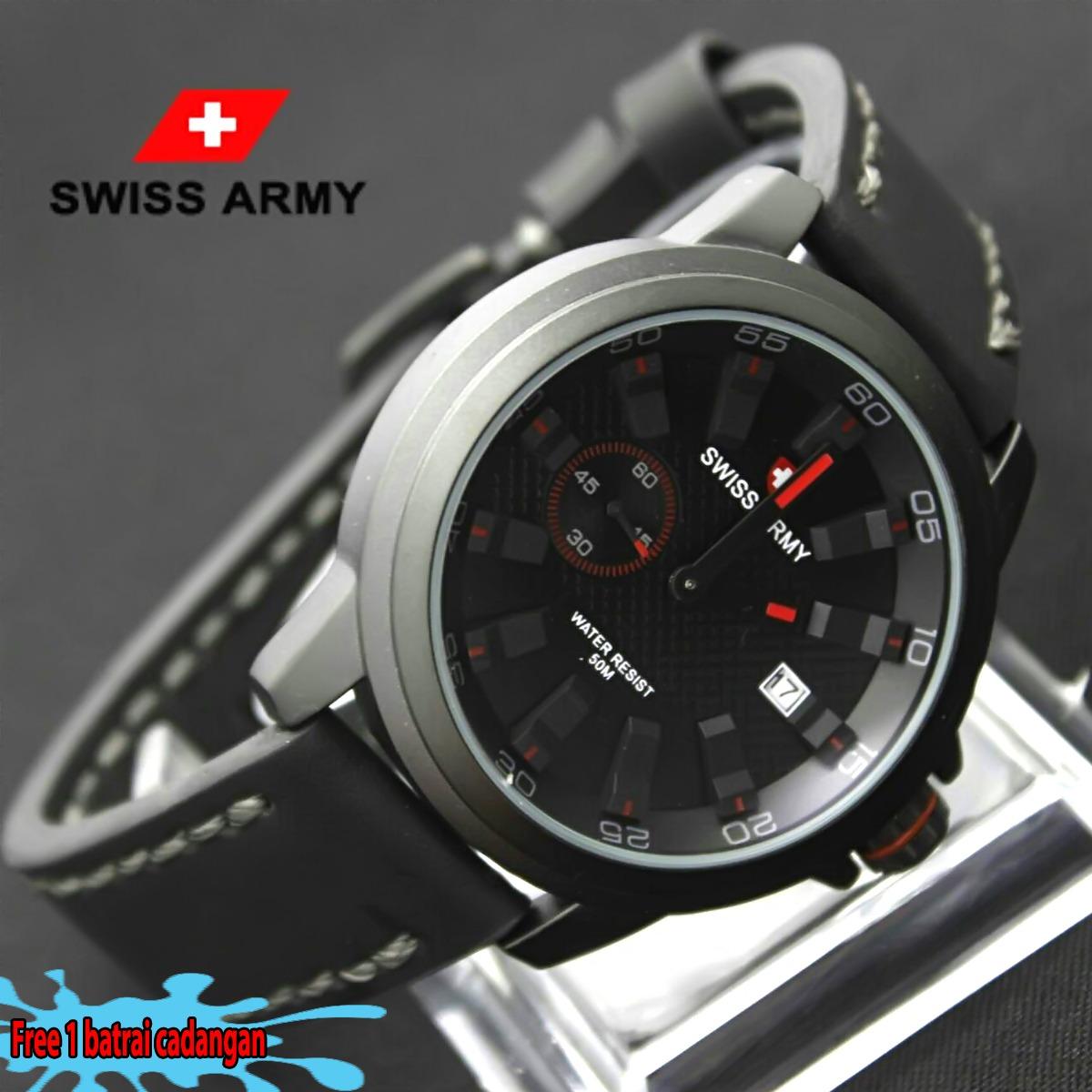 Swiss army - Jam tangan Pria - Formal/casual - Strap Kulit - Detik samping