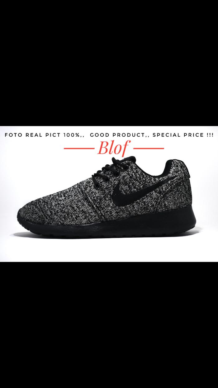 Sepatu Nike Roshe Run Rajut Dark Oreo For Men Impor Vietnam - 4GG9Ay