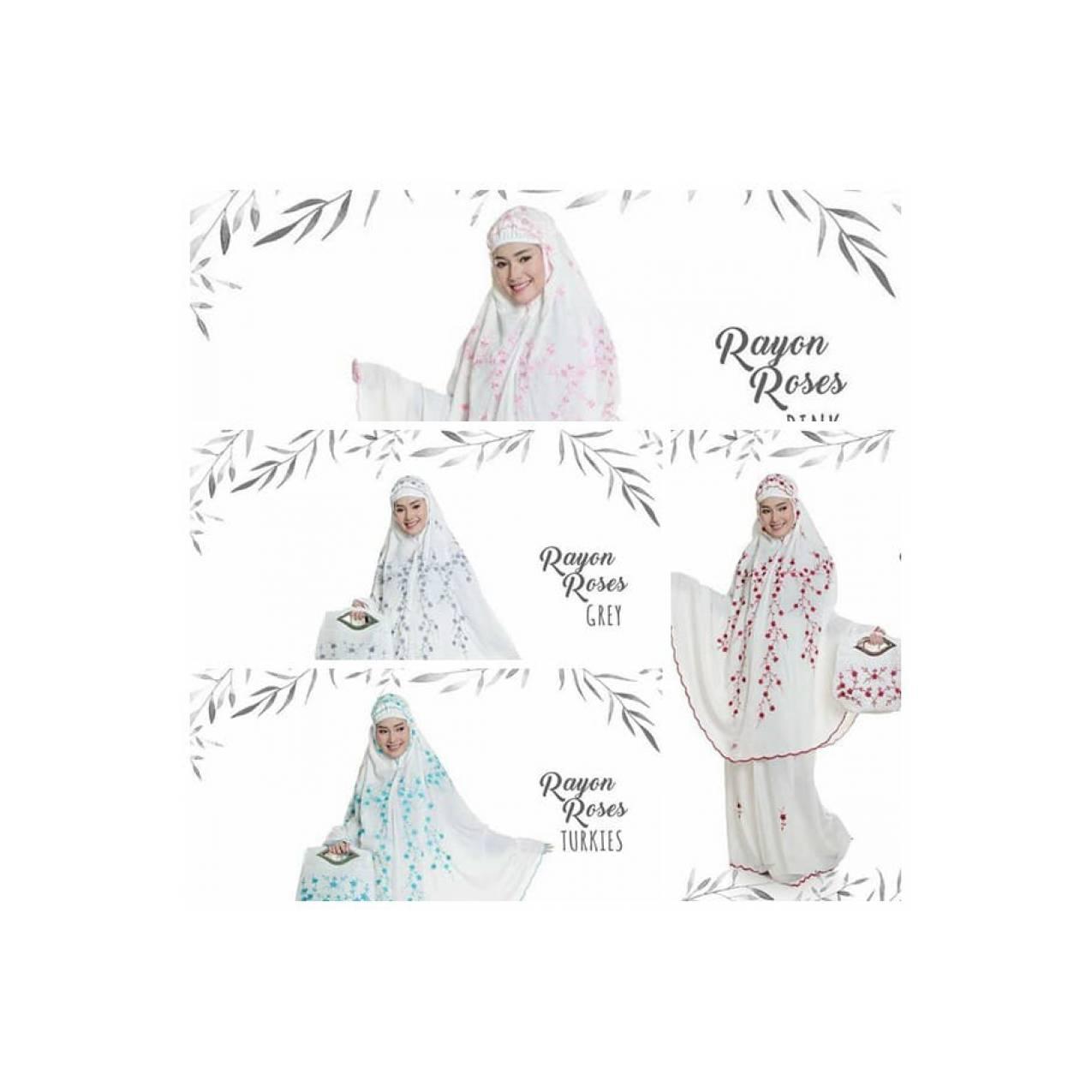 Mukena Rayon Super Roses - Mukena Kualitas Bagus Warna Pastel Bordir B