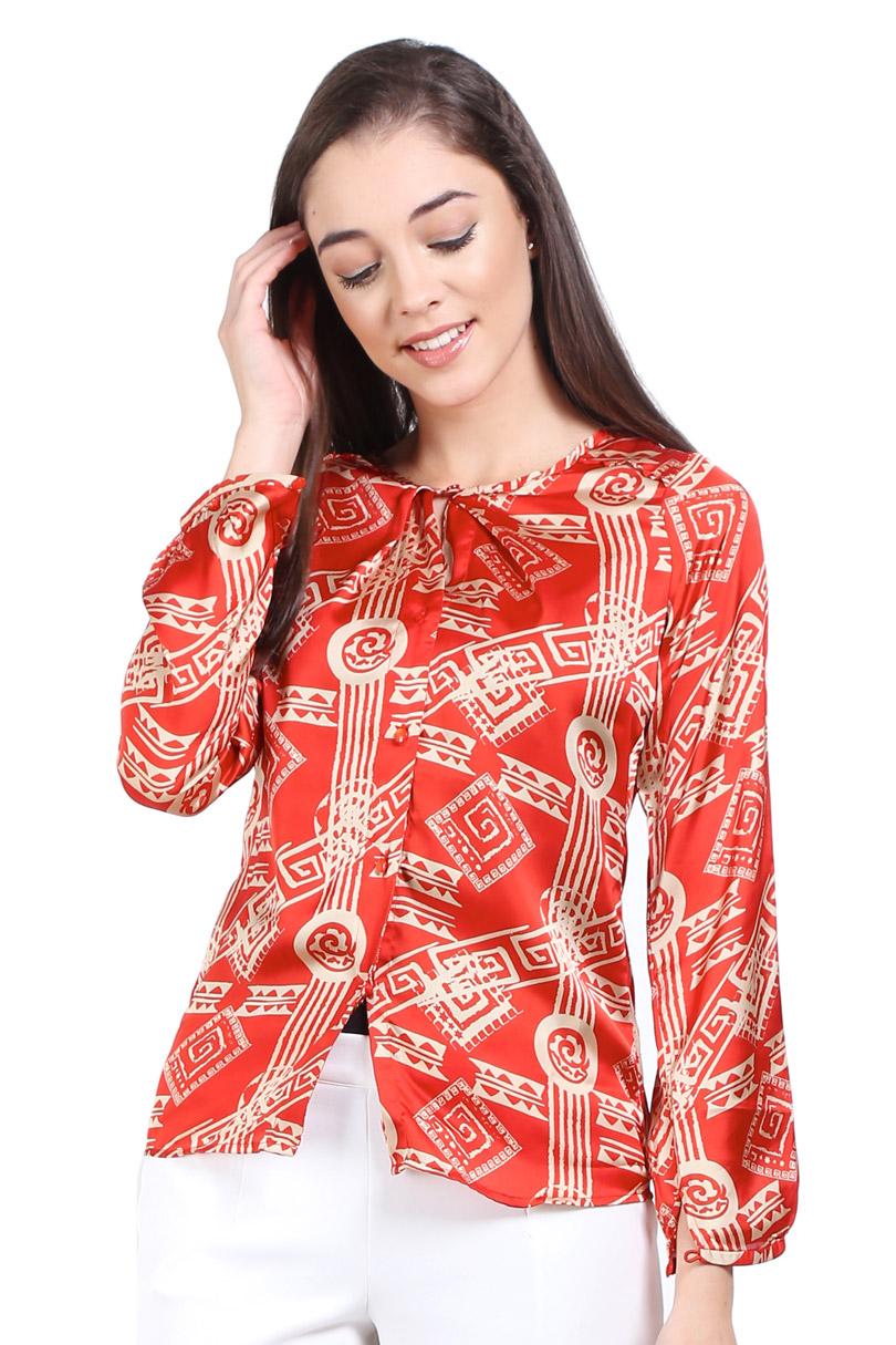 Cardinal Femme Pakaian Blouse dan Kemeja Wanita Blouse Orange