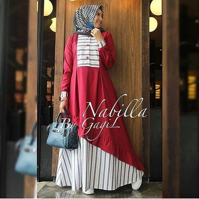 PROMO NABILA DRESS STOK TERBATAS - BAJU MUSLIM - GAMIS - JILBAB - BAJU KEKINIANK (Mustard)