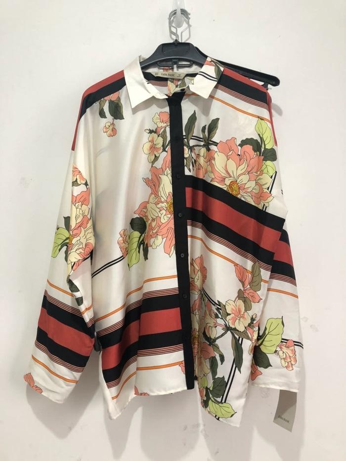 Kemeja Wanita Zara Woman Printed Shirt Authentic