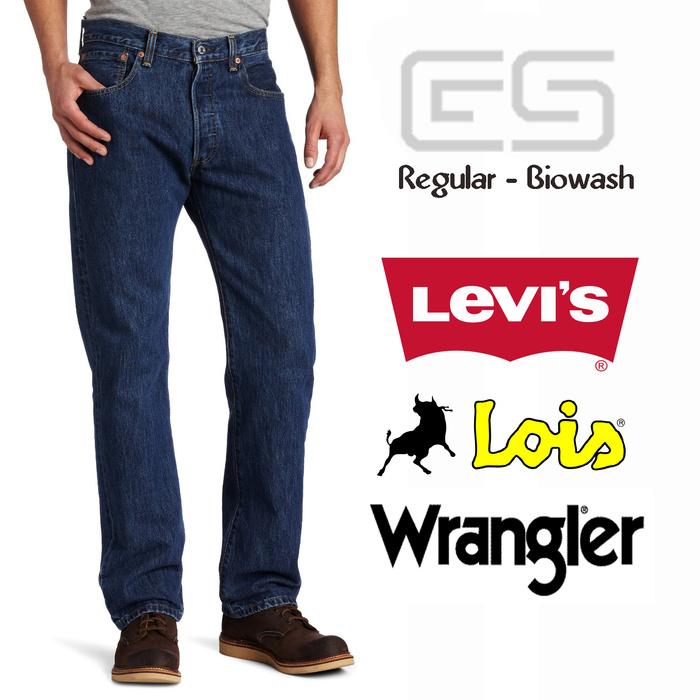 HARGA PROMO!!! Celana Jeans Pria Regular - Biowash - Levis - Lois - Wrangler