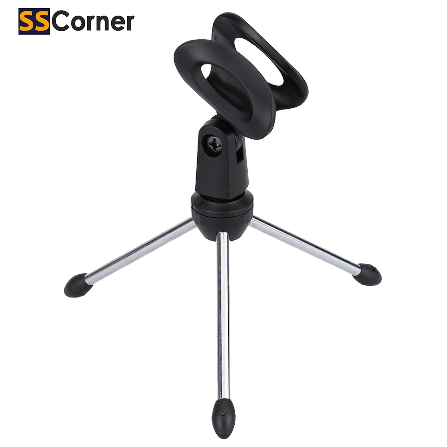 SS Corner Profession Microphone Stands Universal Adjustable Holder Mic Tripod Stand BC - 08 black