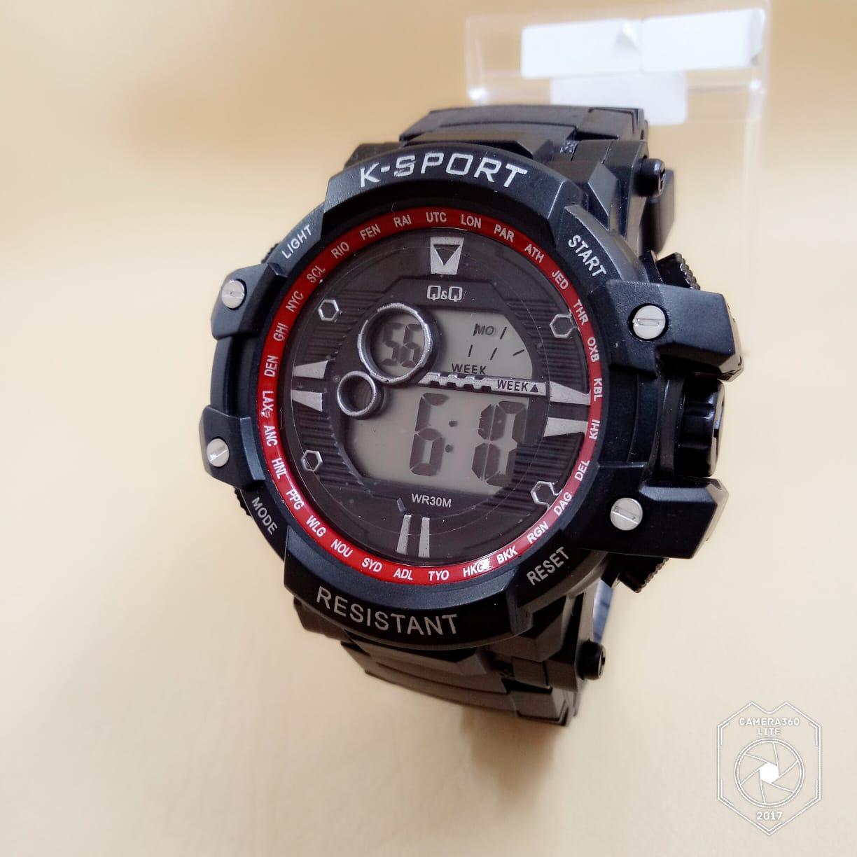 JAMTANGAN QQ PRIA MURAH DIGITAL WATCH BLACK RUBBER