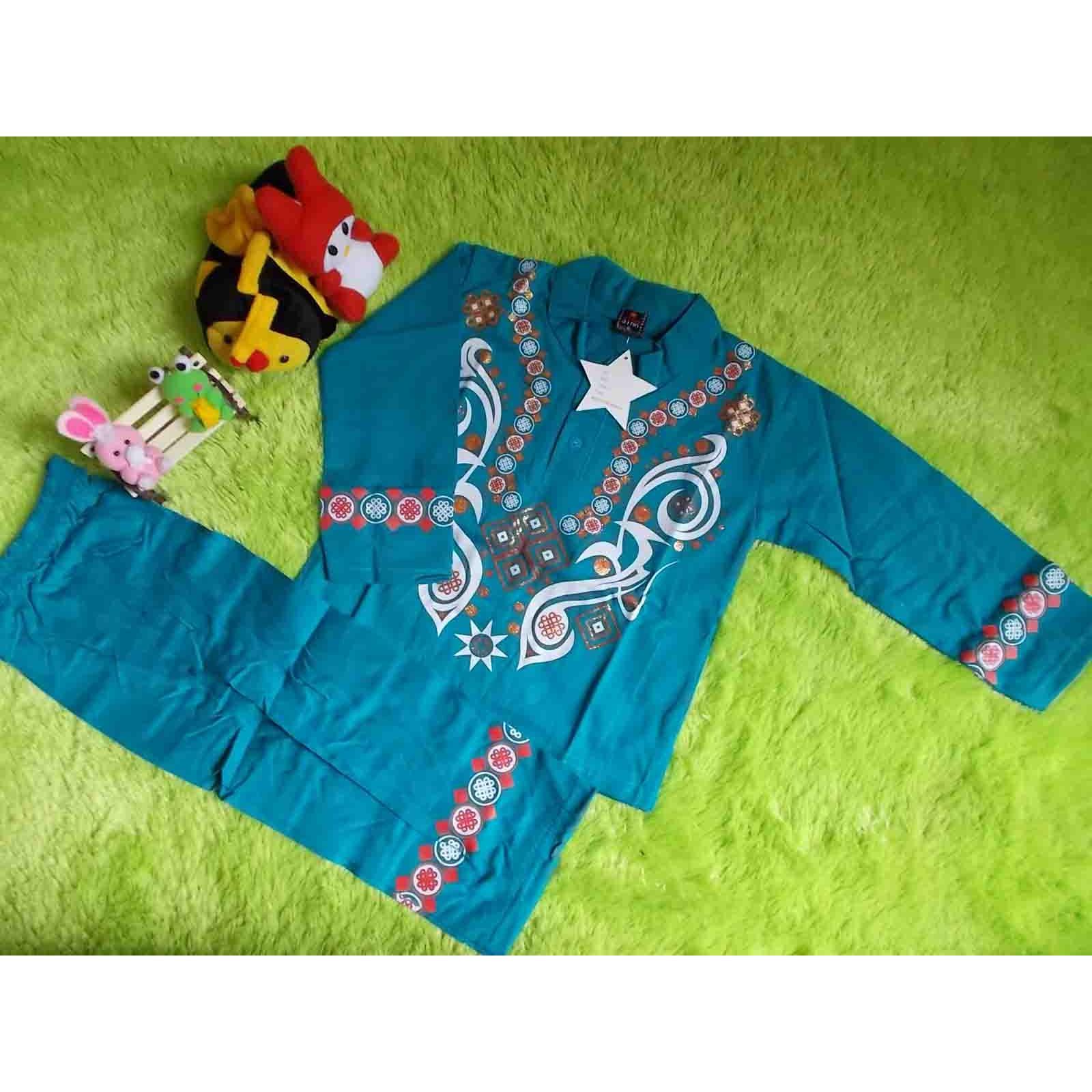 kembarshop - setelan baju koko anak baju muslim batita 2-3th star tosca