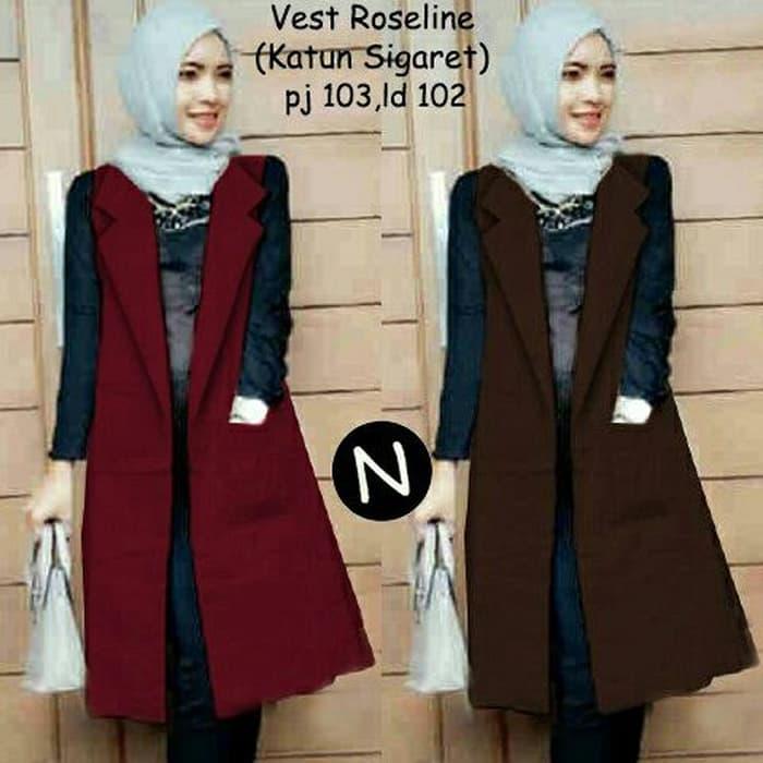60162- vest roseline / Baju wanita / gamis / baju atasan wanita / Baju wanita murah / baju wanita jumbo / baju polos / baju wanita polos / baju pesta / kemeja wanita / baju couple / dress